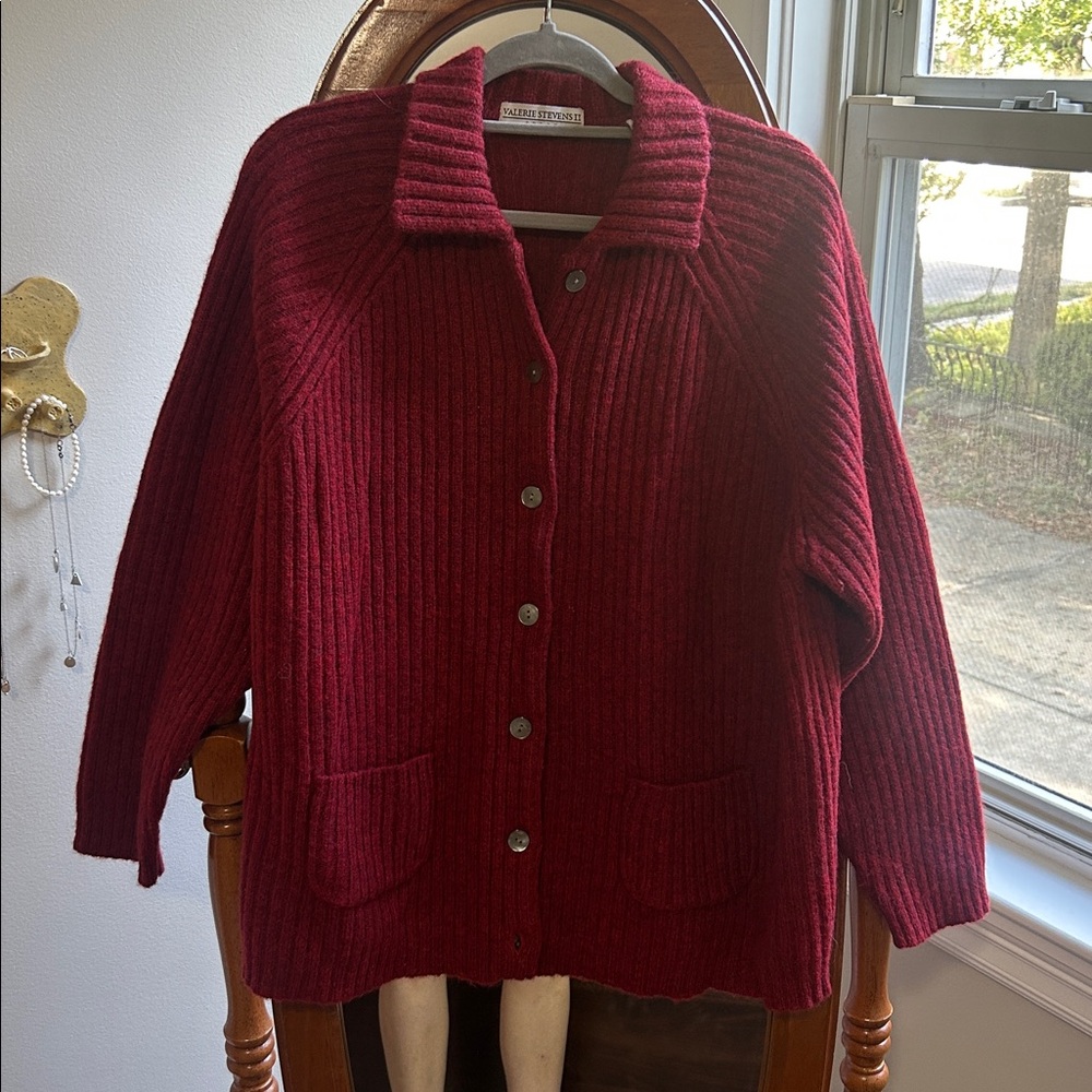 Vintage Red Wool Cardigan